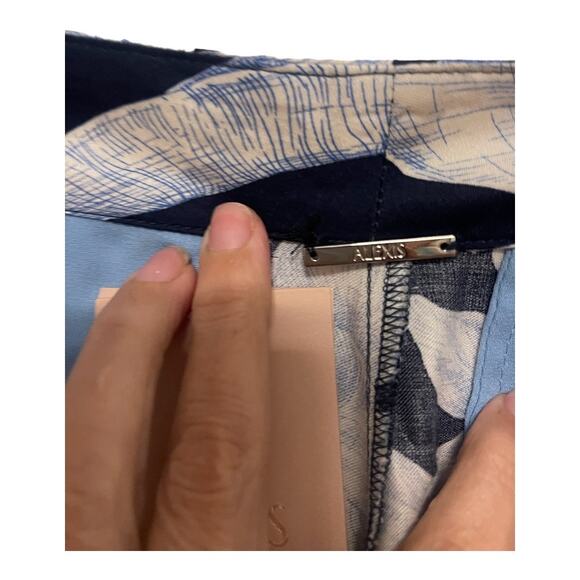 Alexis Brinkley Floral Leaf Print Wide Leg Pants High Rise Maldive Blue Size L - Picture 9 of 14